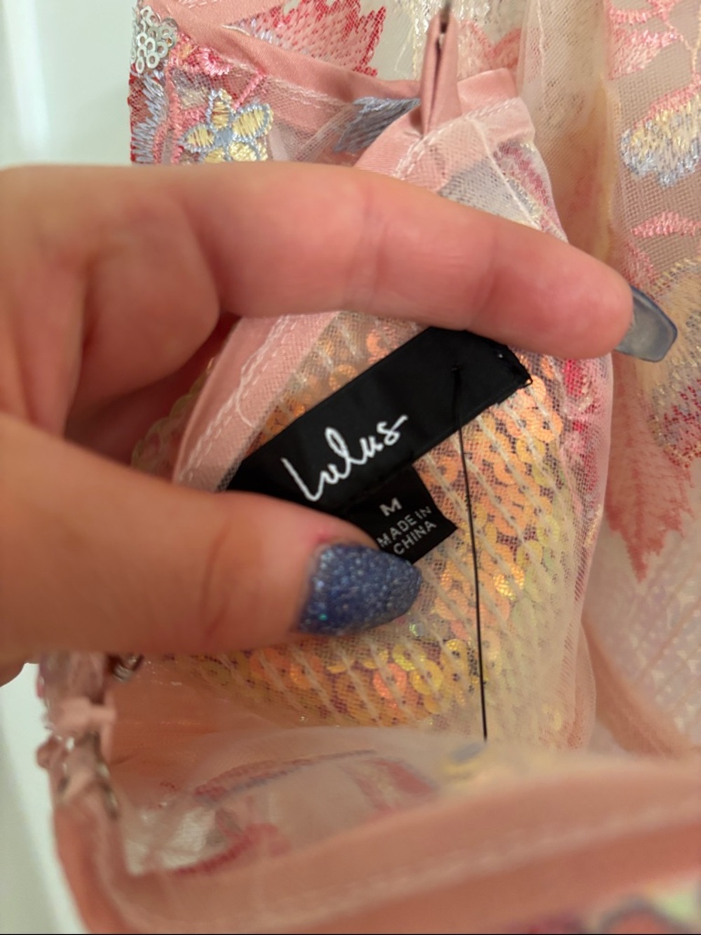 Lulu's Pink Sequin Floral Midi Slip Dress - Picture 4 of 6